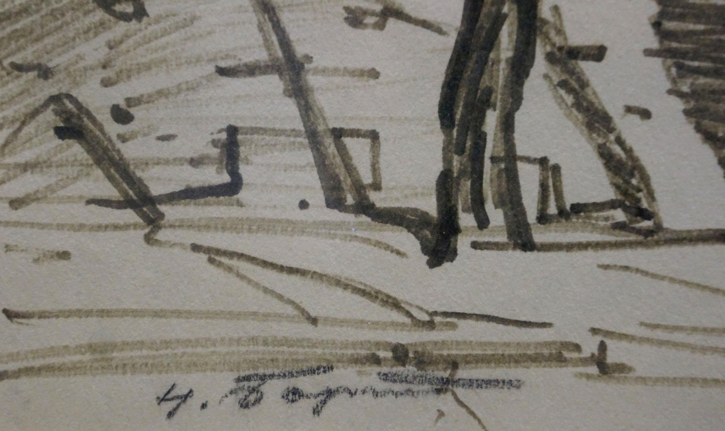 Sketch of city street by Bortnikov Nikolay Fedorovich, dark angular lines