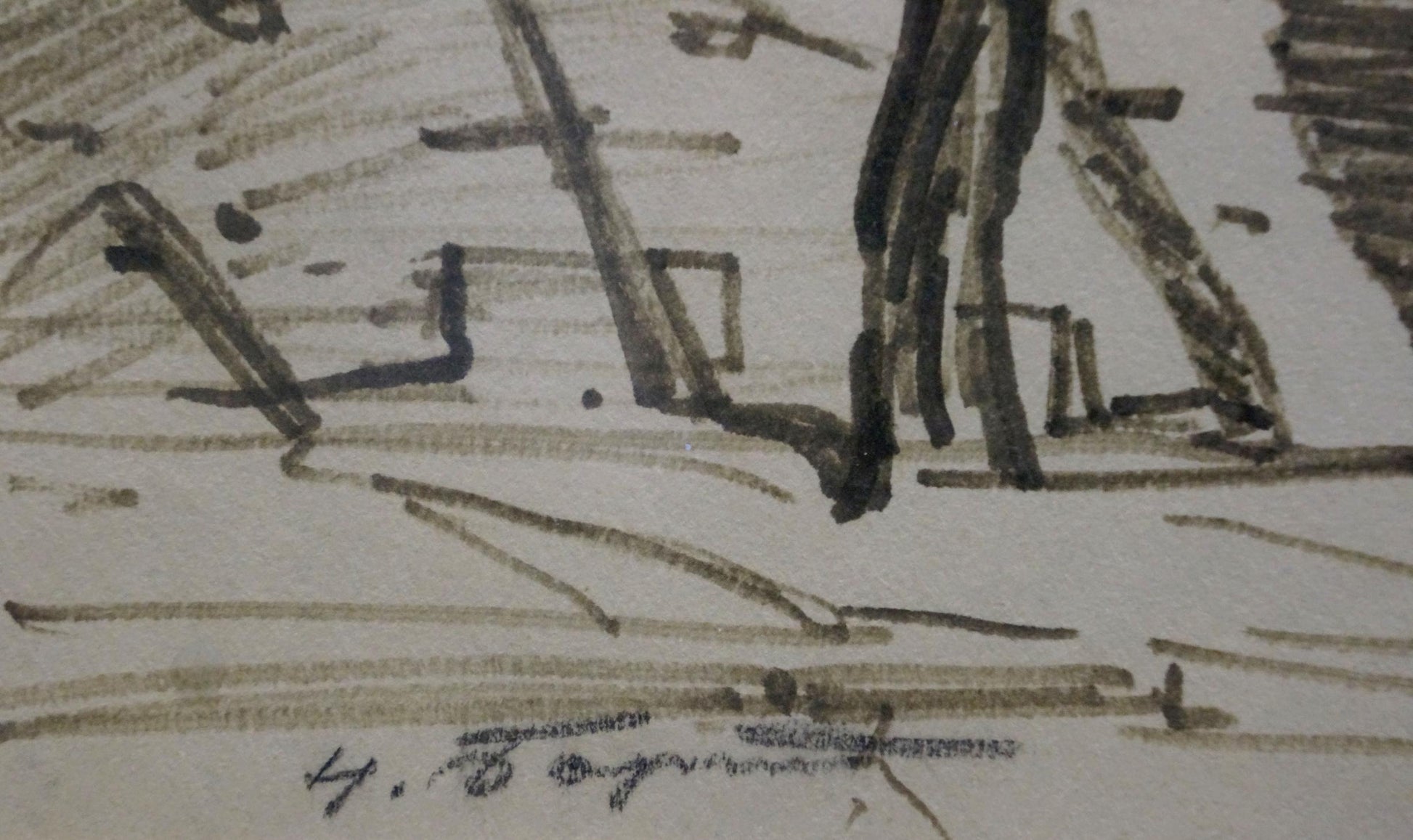 Sketch of city street by Bortnikov Nikolay Fedorovich, dark angular lines