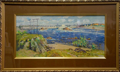 Framed Oil painting by Dam Fomin Anatoly Nikiforovich: coastal waves and cliffs