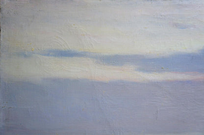 Oil painting of ship at sea by Yarovoy Stepan Kalinovich, pale blue sky