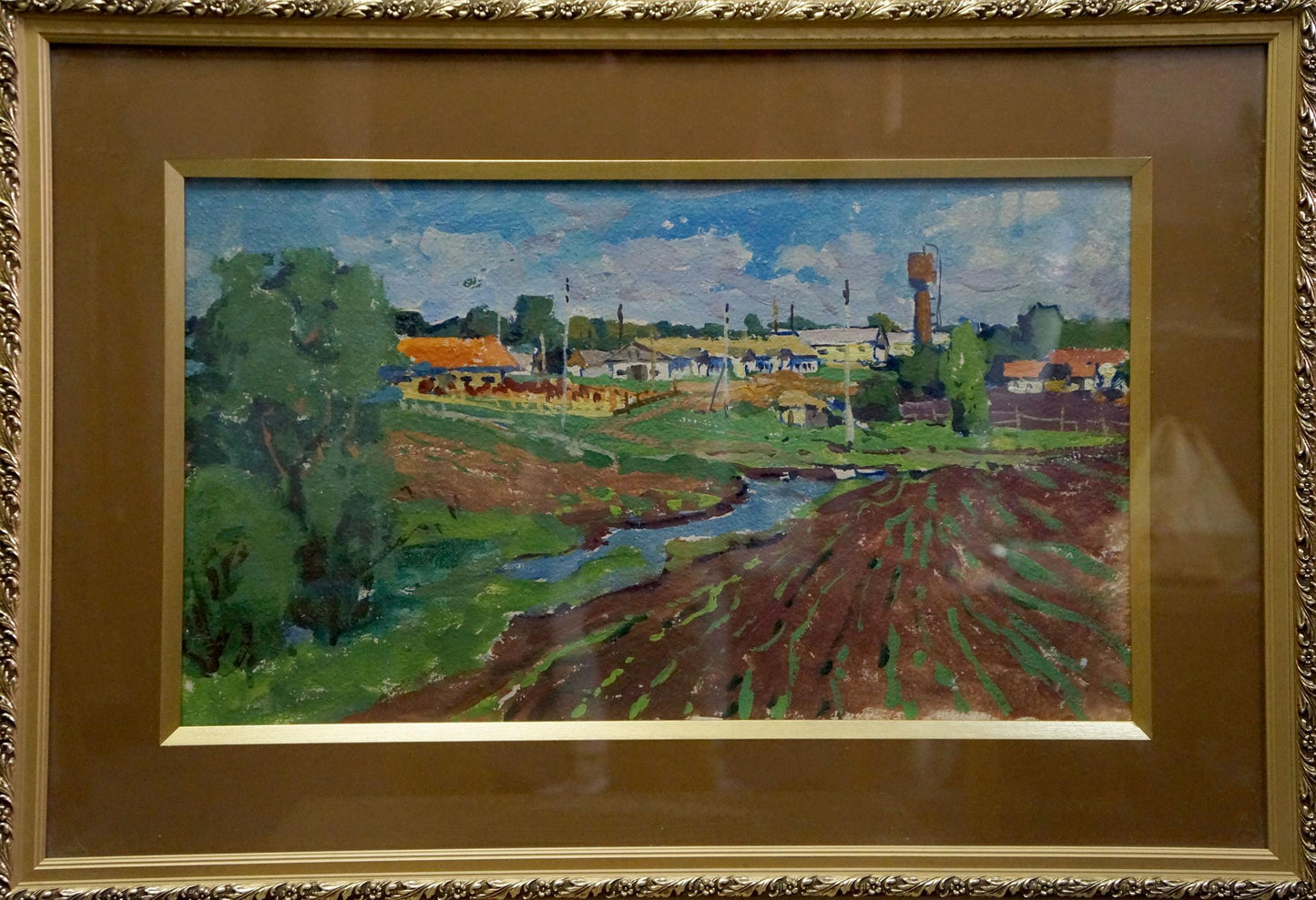 Framed impressionist oil landscape by Fomin Anatoly Nikiforovich