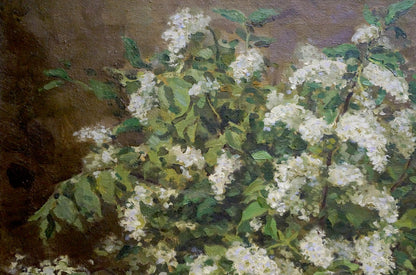 Impressionistic oil painting of white blossoms by Kazantsev Anatoly Alekseevich