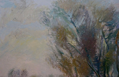 Oil painting Near the river by Minka Alexander Fedorovich, abstract textured landscape