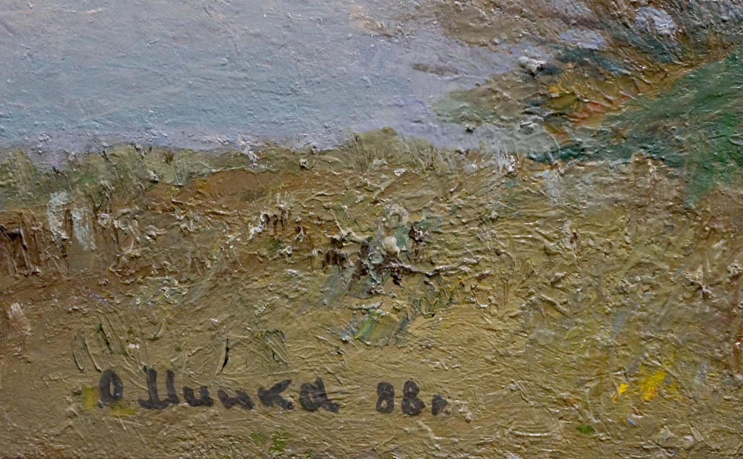 Textured impressionistic oil painting Near the River by Minka Alexander Fedorovich