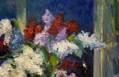 Oil painting Night by Zaborovsky Leonid Alexandrovich: vibrant bouquet