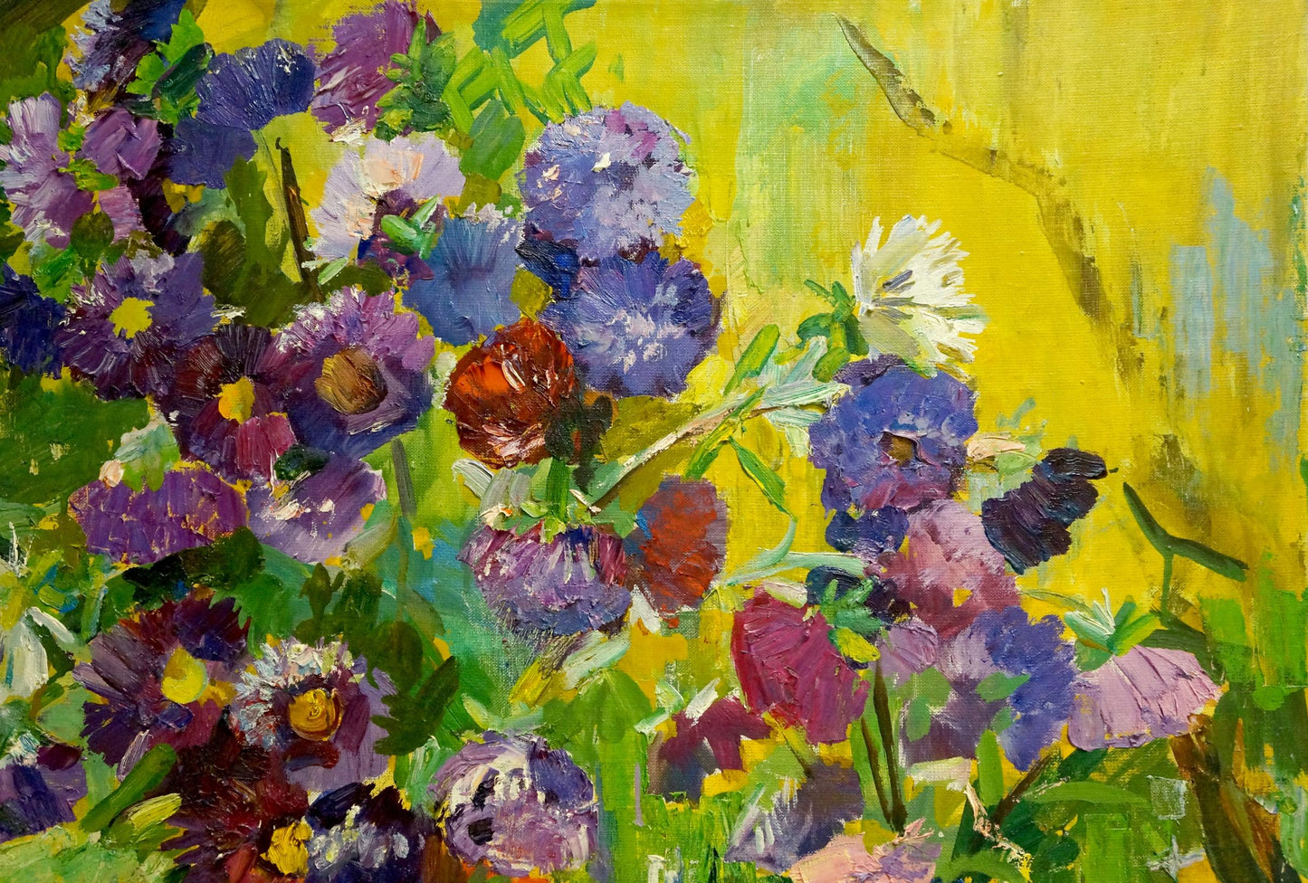Oil painting by Polyakova Lyudmila Valentinovna: vibrant purple blue flowers