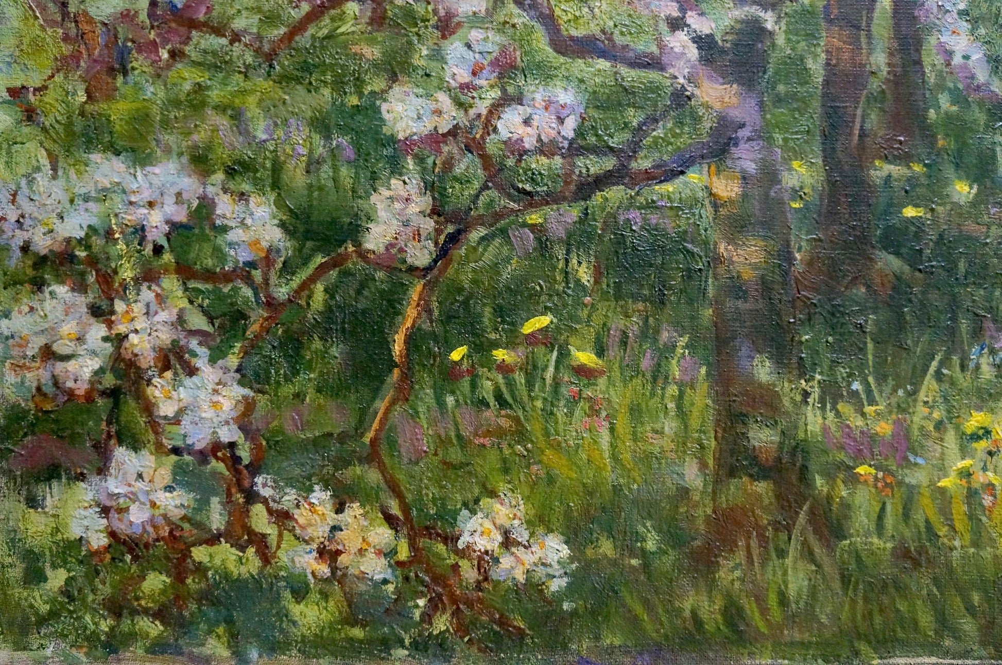 Vibrant oil painting of tree blooms by Yanchak Elena Vaclavovna