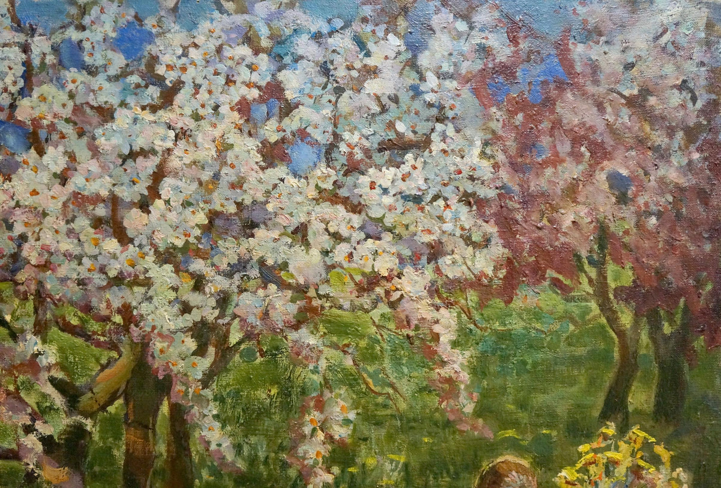Vibrant impressionist oil painting of cherry tree blooms by Yanchak Elena Vaclavovna