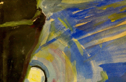 Oil painting Sea shore by Deineka Alexander Alexandrovich with bold blue yellow green strokes