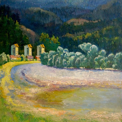 Serene impressionistic oil painting Road to the city by Mynka Alexander Fedorovich