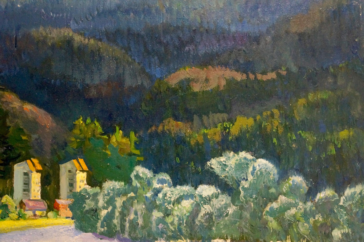 Oil painting Road to the City by Mynka Alexander Fedorovich, mountainous landscape