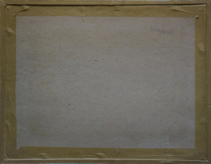 Back of framed Pastel painting Night by Deineka Alexander Alexandrovich with beige cardboard and yellowish tape