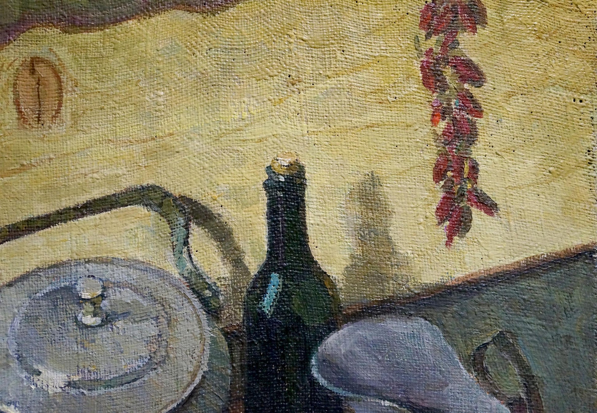 Dark green glass wine bottle in Degtyarev Alexander Grigorievich oil painting
