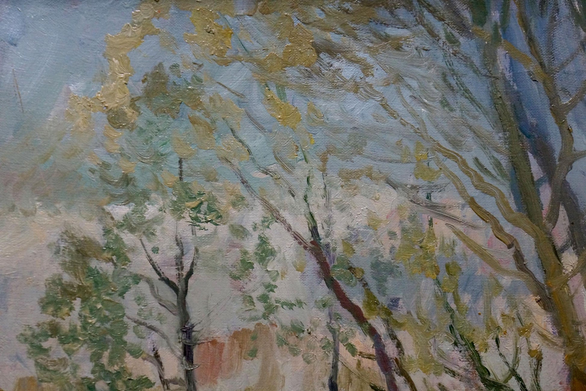 Oil painting Autumn landscape by Alexander Minka with trees