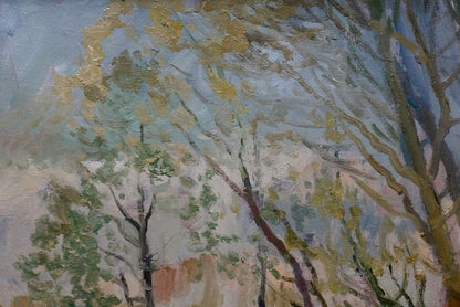 Oil painting Autumn landscape by Alexander Minka with trees