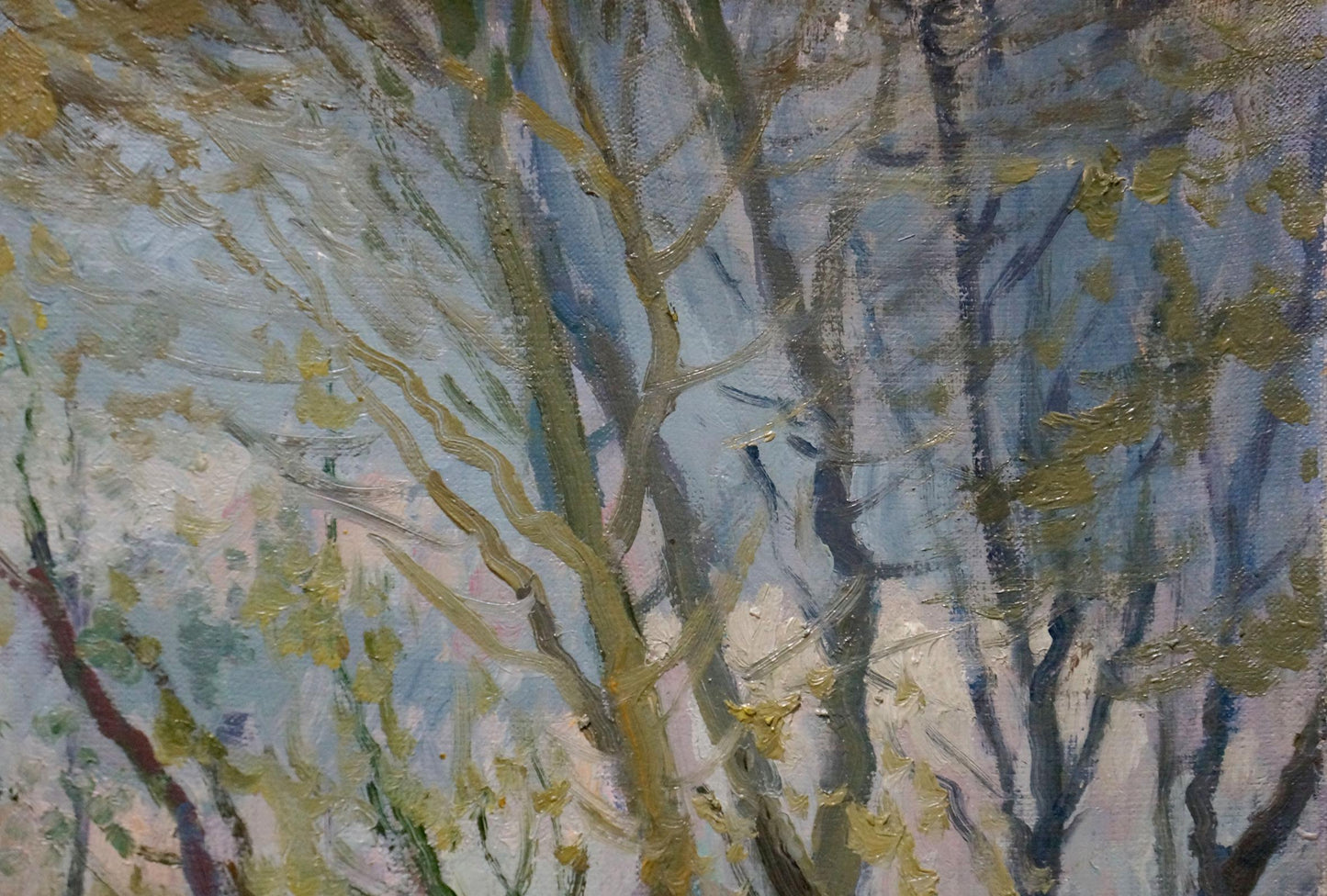 Oil painting Autumn landscape by Alexander Minka with slender trees