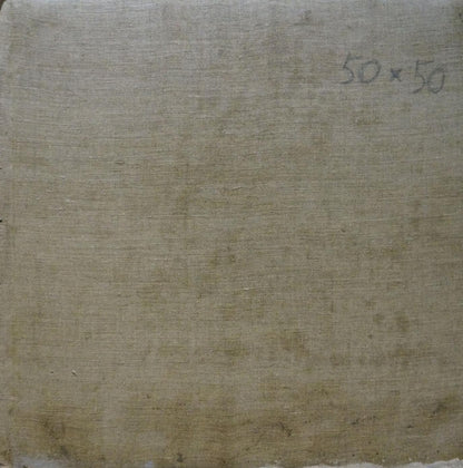 Back of beige linen canvas with woven texture for Alexander Minka autumn landscape oil painting