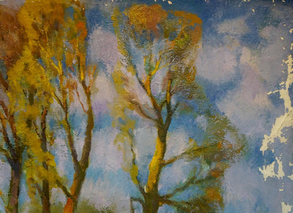 Oil painting of autumn trees with golden foliage by Minka Alexander Fedorovich