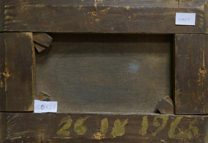 Weathered wooden frame back for Oil painting Night sea by unknown artist