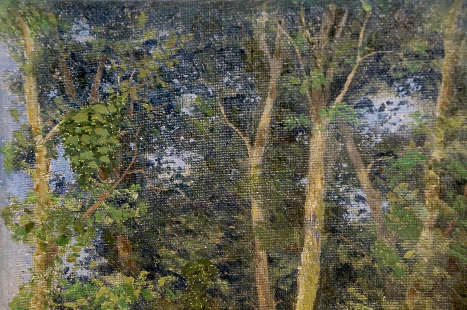 Oil painting of impressionistic forest landscape by Efim Efimovich Volkov