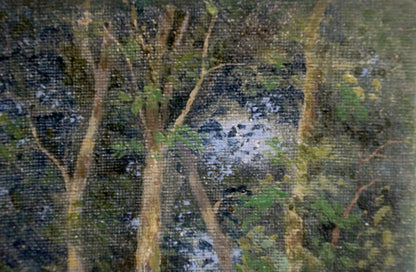 Oil painting of forest landscape by Efim Efimovich Volkov, textured canvas