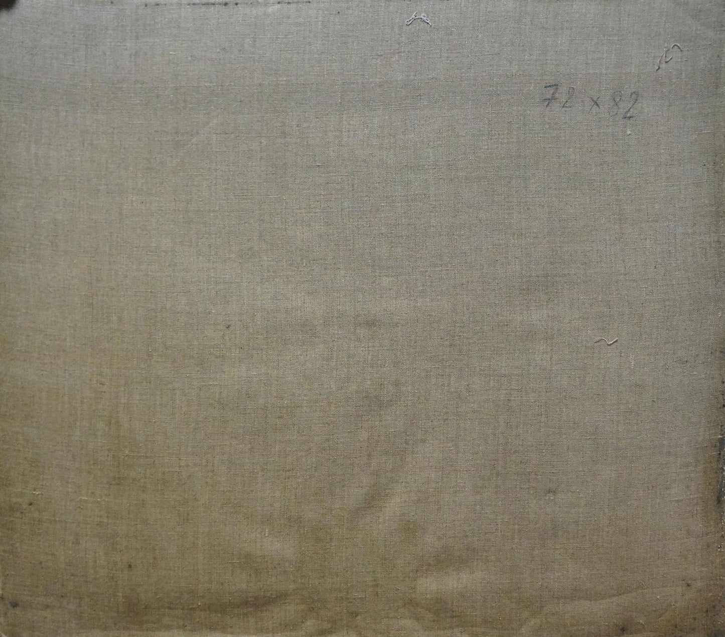 Back of Winter’s tale oil painting by Minka Alexander Fedorovich on beige linen canvas