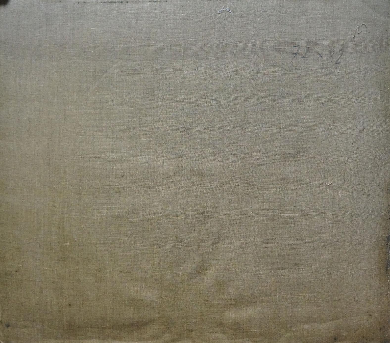 Back of Winter’s tale oil painting by Minka Alexander Fedorovich on beige linen canvas