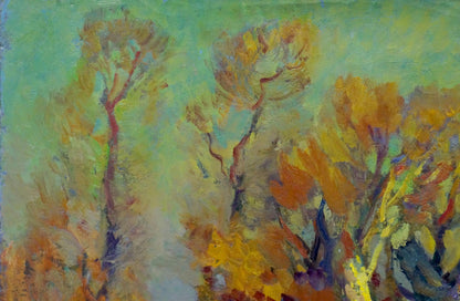 Oil painting Gold autumn by Minka Alexander Fedorovich, impressionistic fall trees