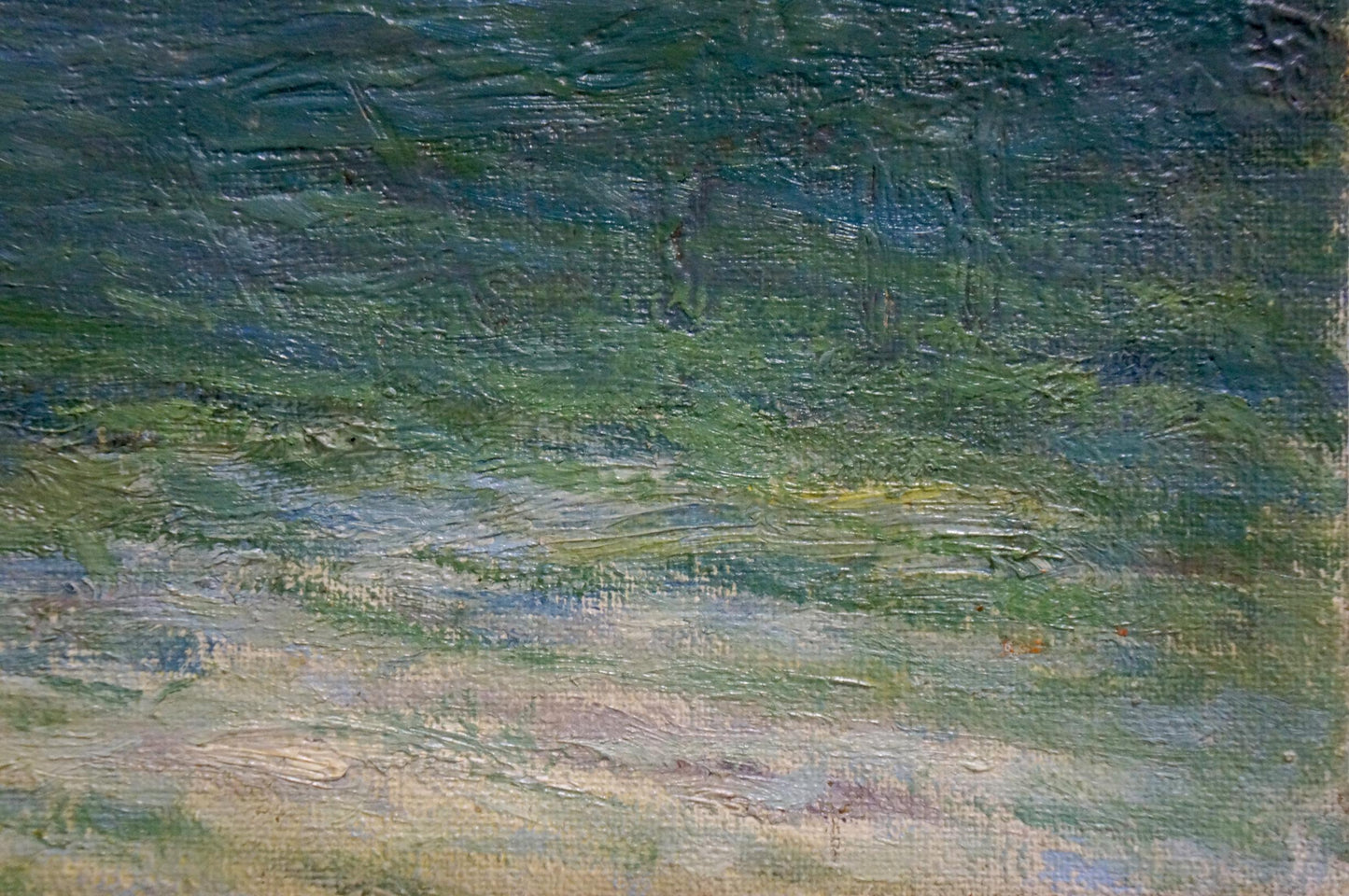 Oil painting Off the coast by Paul Christiaan Poll in green blue beige hues