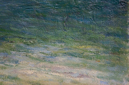Oil painting Off the coast by Paul Christiaan Poll in green blue beige hues