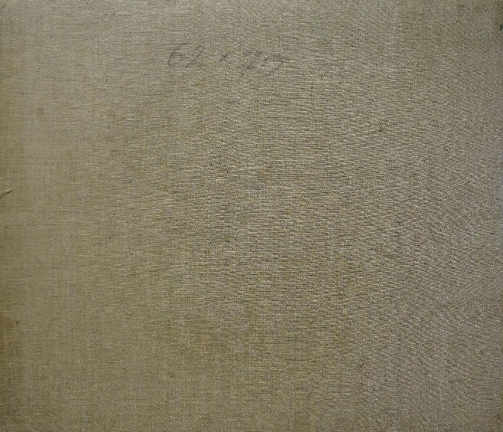 Back of Oil painting Gold autumn Minka Alexander Fedorovich, beige linen canvas with 62 x 70 inches pencil dimensions