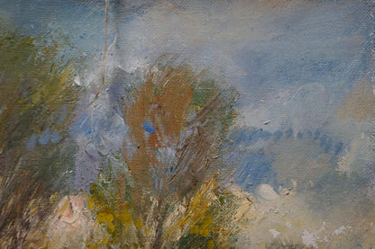 Impressionistic oil painting Sudden Autumn by Alexander Minka with textured foliage and cloudy sky
