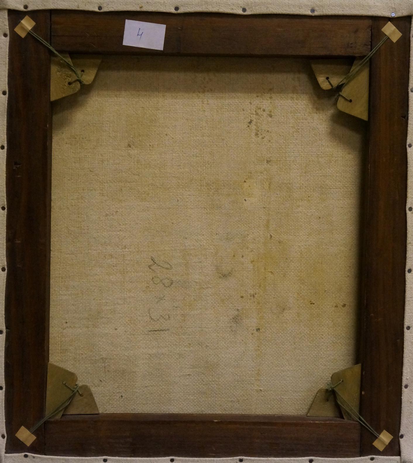 Back of Oil painting In the fog L’vov Sergey Sergeyevich in dark wood frame