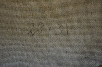 Back of Oil painting In the fog L’vov Sergey Sergeyevich on beige woven canvas