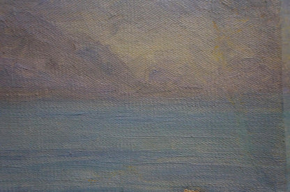 Oil painting Off the Coast by Paul Christiaan Bos, tranquil ocean scene