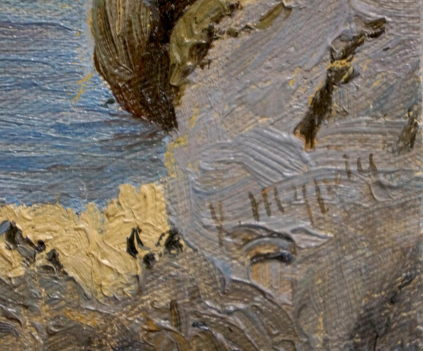 Textured oil painting Off the Coast by Paul Christiaan Bos in earthy tones