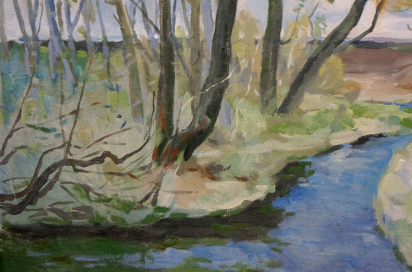 Serene oil painting of forest river landscape by Minka Alexander Fedorovich