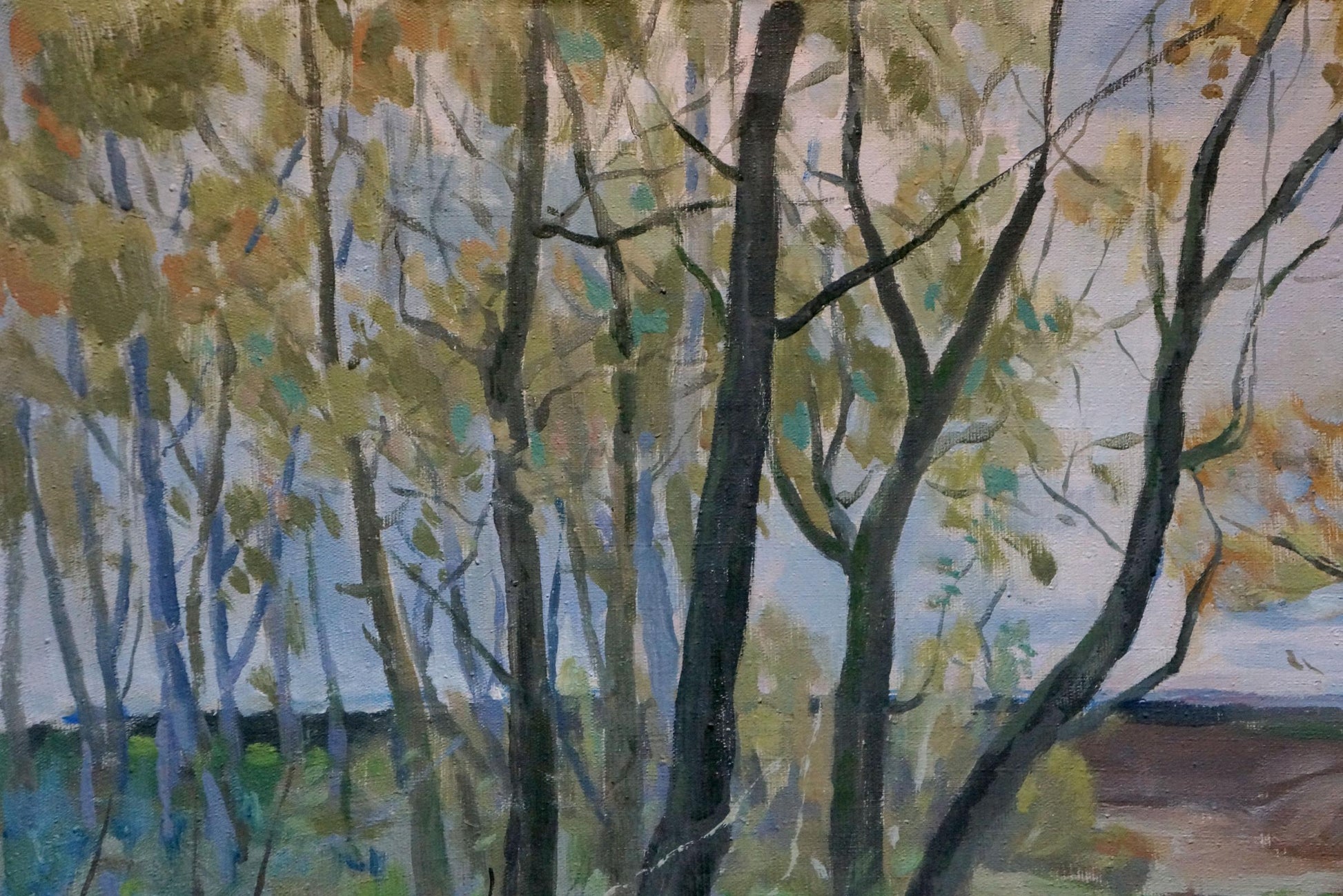 Oil painting of autumn forest landscape by Minka Alexander Fedorovich