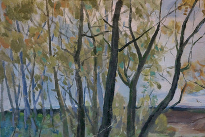 Oil painting of autumn forest landscape by Minka Alexander Fedorovich