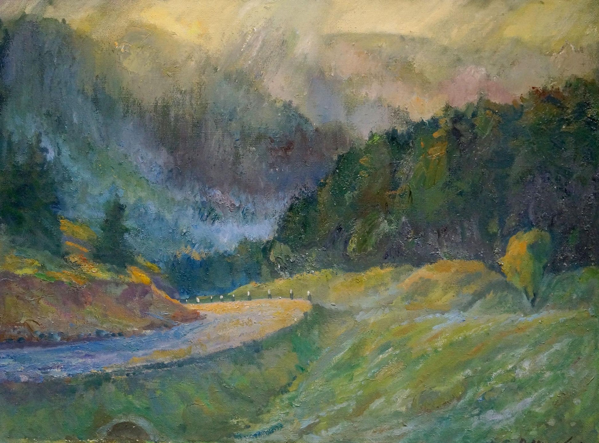 Serene impressionistic oil painting Road to the Forest by Minka Alexander Fedorovich