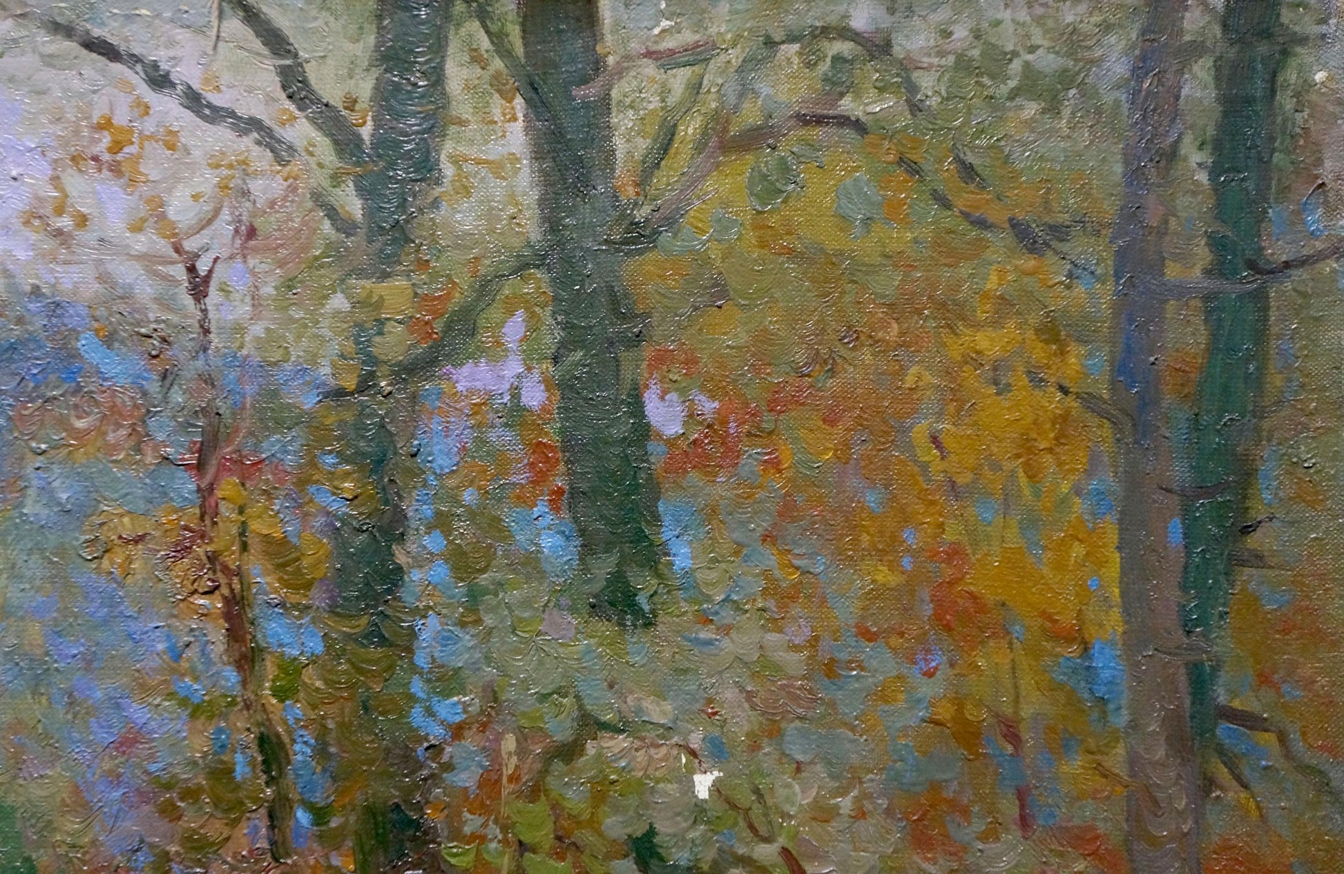 Impressionistic oil painting of autumn forest by Minka Alexander Fedorovich
