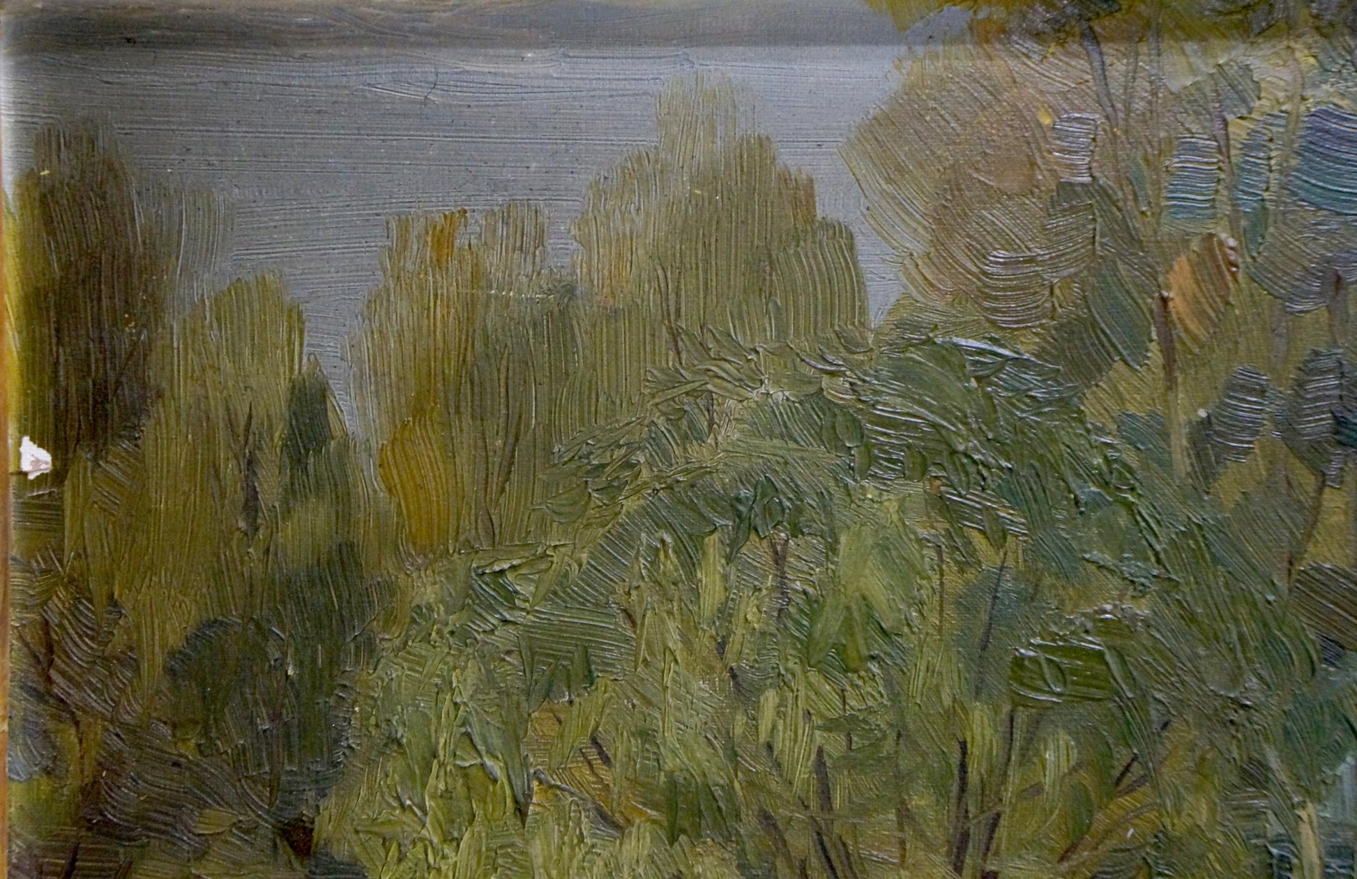 Oil painting Road to the Forest by Z. Seredenko with dense green foliage
