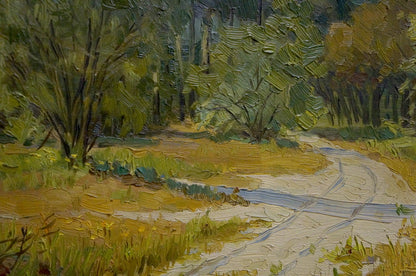 Oil painting Road to the Forest by Z. Seredenko textured path through lush trees