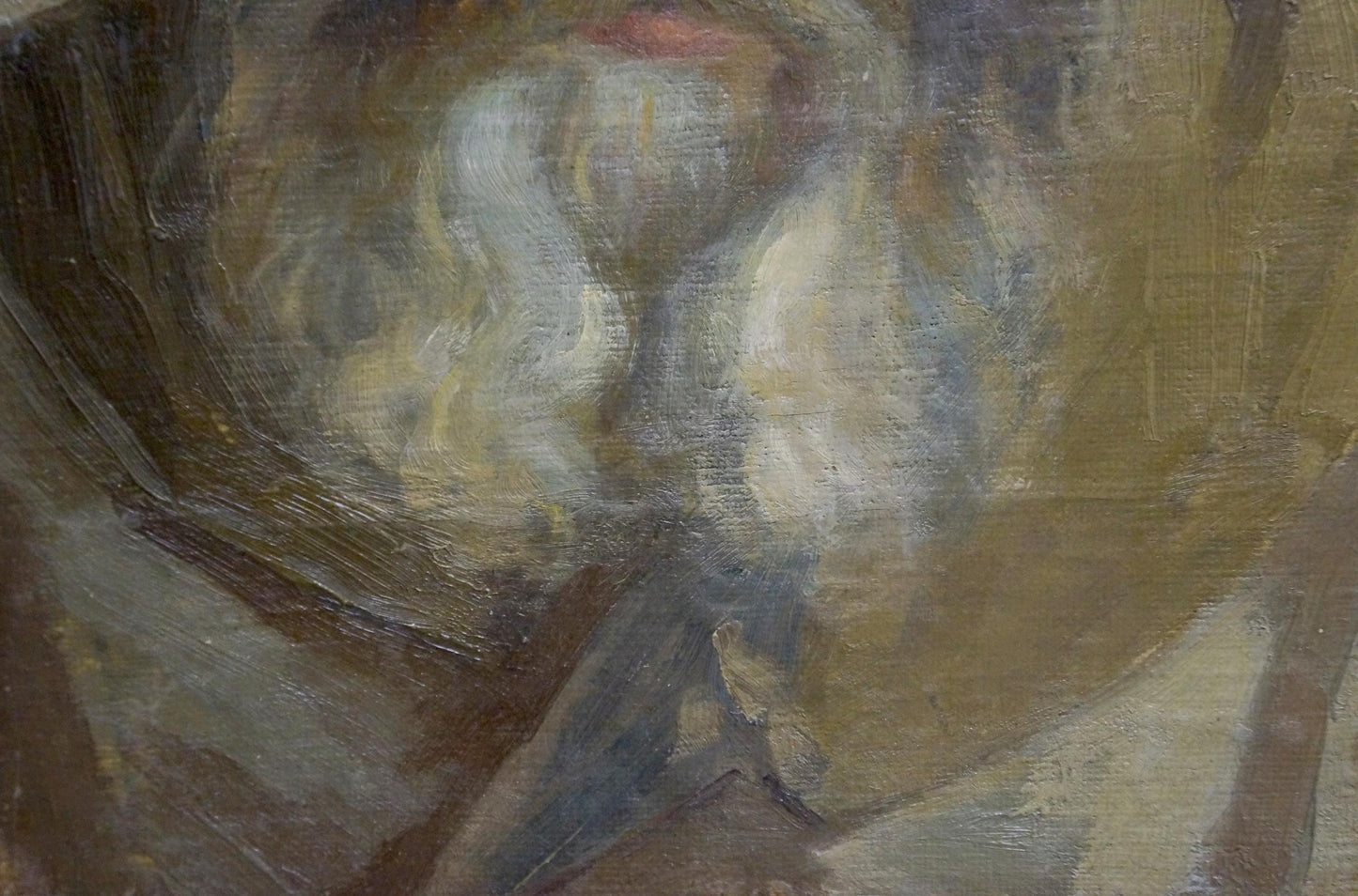 Oil painting portrait of old man Tsykutsky with textured impressionistic style
