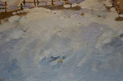 Oil painting Winter path by Minka Alexander Fedorovich snowy textured landscape