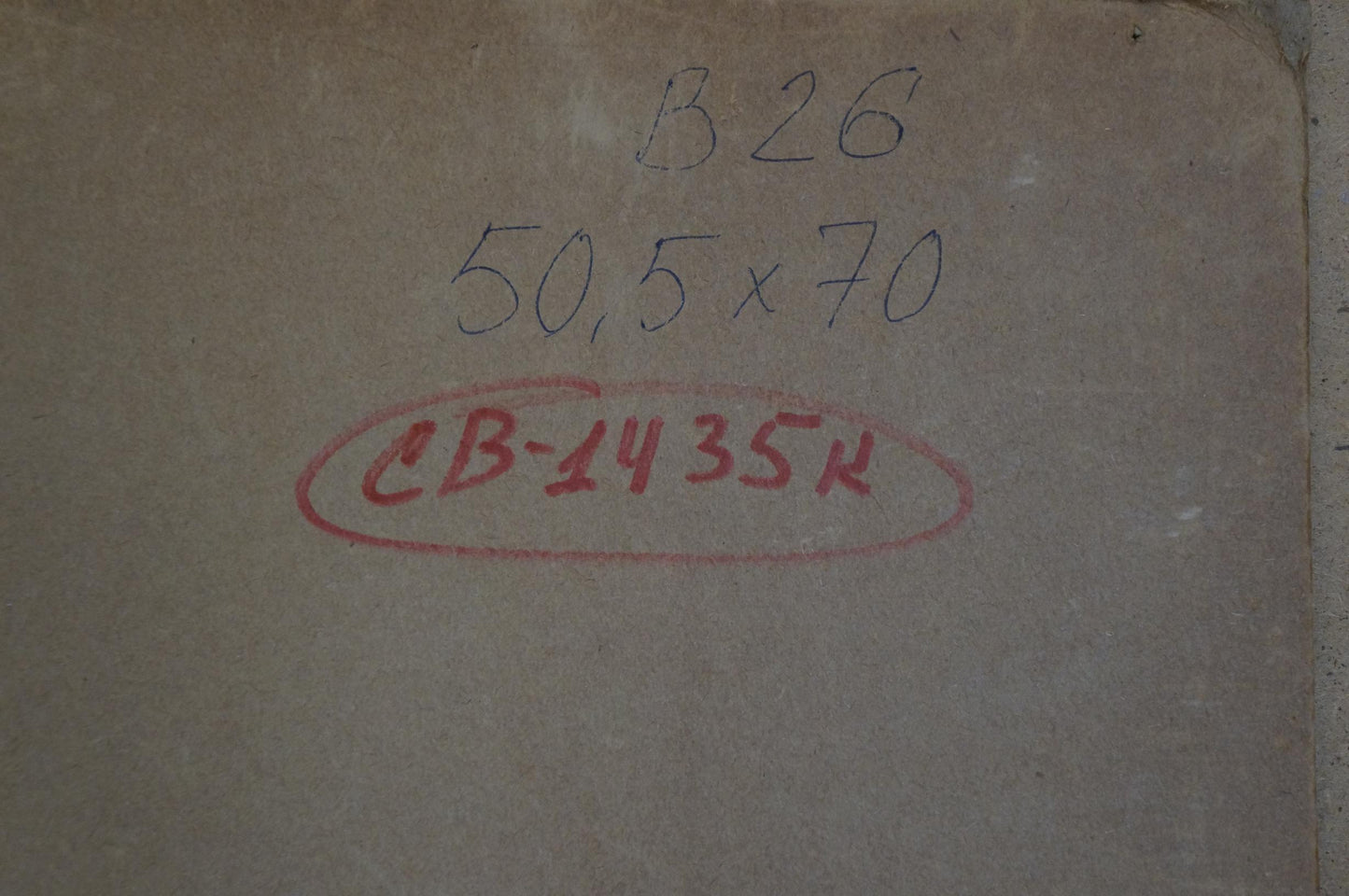 Beige box with handwritten stamps for Sevastyanov Viktor Grigorievich Camp by the shore oil painting