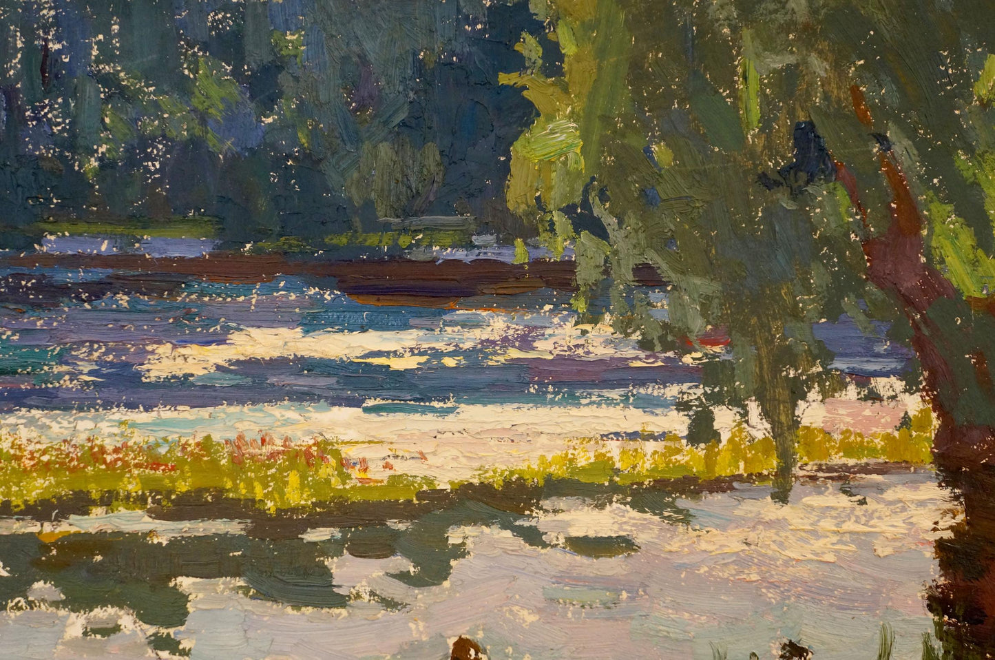 Vibrant impressionist oil painting In the Boat by Sevastyanov Viktor Grigorievich