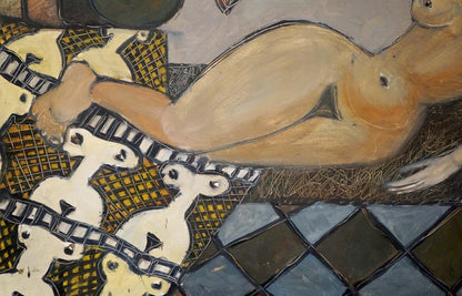 Stylized figure portrait of female figure by Latvian artist Reemtsma