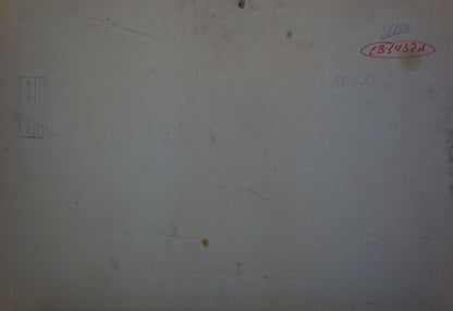Back of oil painting In the Boat by Sevastyanov Viktor Grigorievich, off-white surface with stains