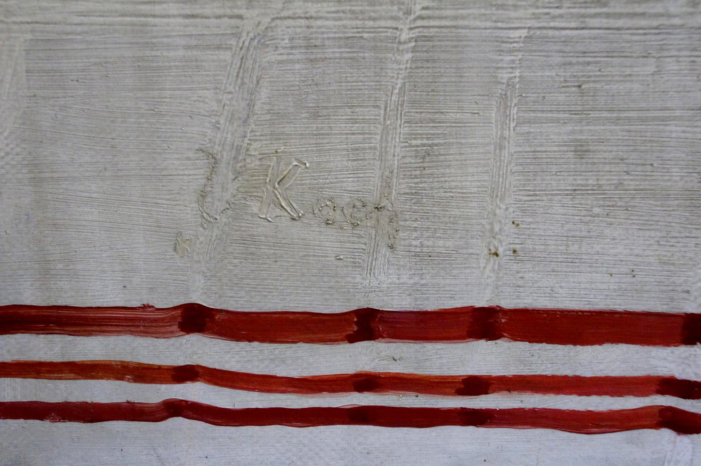 White textured fabric with red stripes in Oil painting Sweet joy. Grape